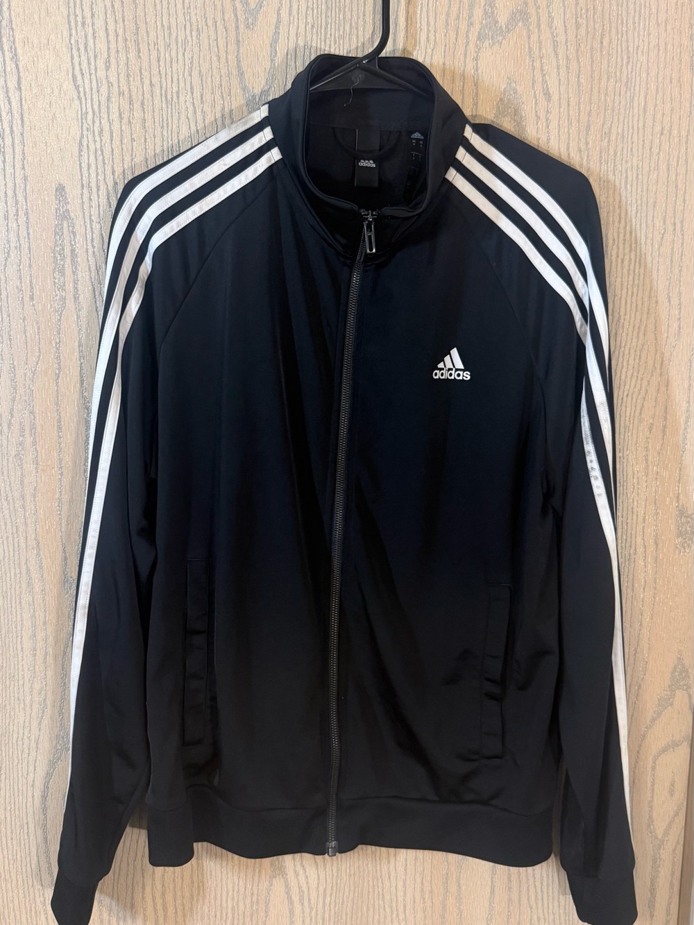 adidas Black Jacket with White Three-Stripes